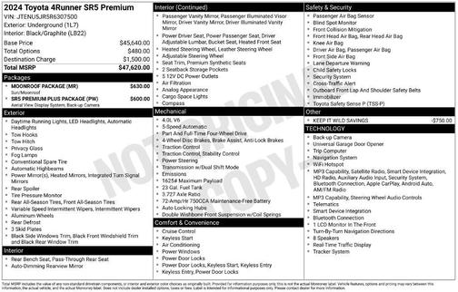 Underground 2024 Toyota 4Runner SR5 Premium