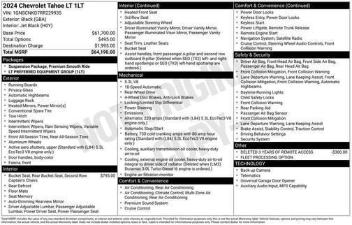 Black 2024 Chevrolet Tahoe LT