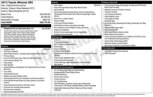 Classic Silver Metallic 2013 Toyota 4Runner SR5