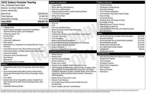 Ice Silver Metallic 2022 Subaru Forester Touring