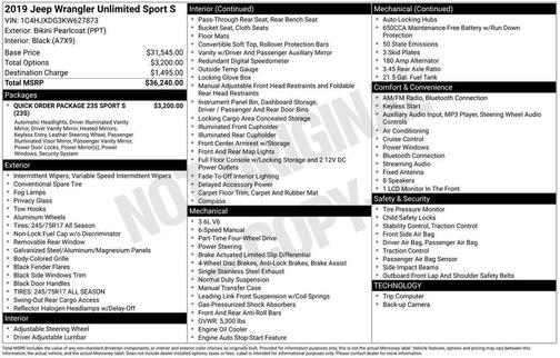 2019 Jeep Wrangler Unlimited Sport