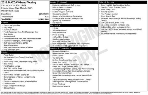 2012 Mazda Mazda5 Grand Touring