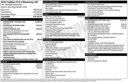 Satin Steel Metallic 2022 Cadillac CT4-V V-Series Blackwing