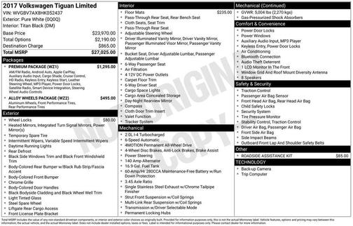 2017 Volkswagen Tiguan 2.0T S 4MOTION