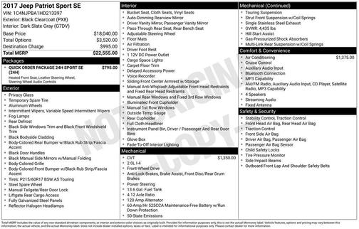 Black Clearcoat 2017 Jeep Patriot Sport