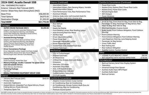 Volcanic Red Tintcoat 2024 GMC Acadia Denali