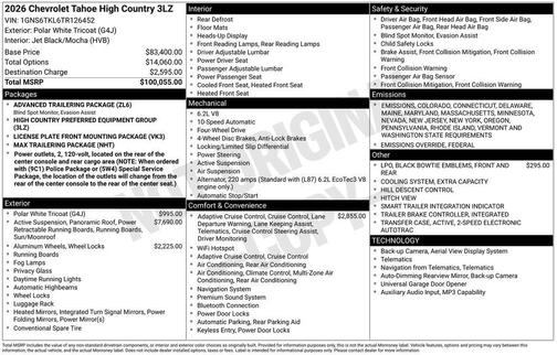 2026 Chevrolet Tahoe 4WD High Country