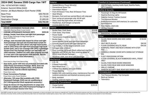 2024 GMC Savana 2500 Work Van