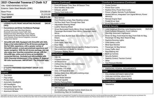 2021 Chevrolet Traverse LT Cloth
