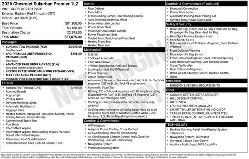 2026 Chevrolet Suburban Premier