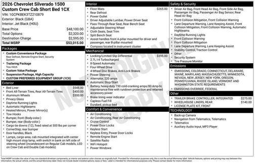 2026 Chevrolet Silverado 1500 Custom