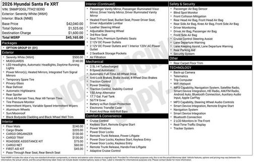 White 2026 Hyundai SANTA FE XRT