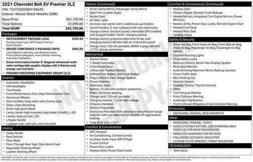 2021 Chevrolet Bolt EV FWD Premier