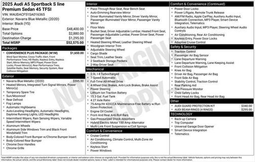 2025 Audi A5 Sportback Premium 45 TFSI S line quattro S tronic