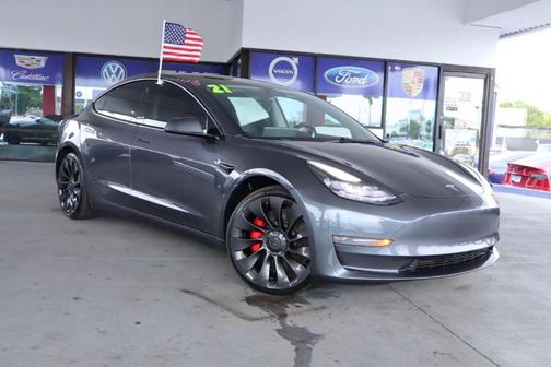 Gray 2021 Tesla Model 3 Performance