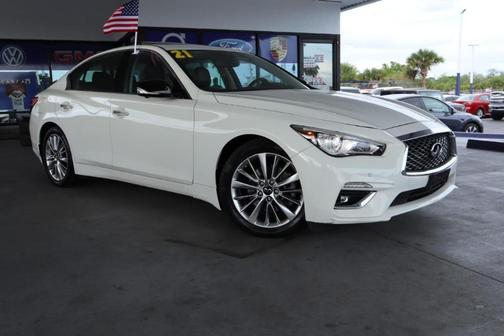 Pure White 2021 INFINITI Q50 3.0t LUXE