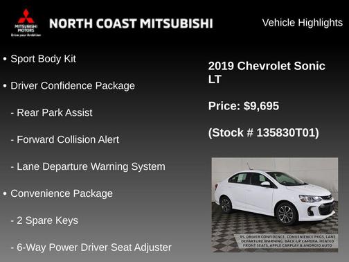 Summit White 2019 Chevrolet Sonic LT