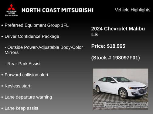 Summit White 2024 Chevrolet Malibu 1LS
