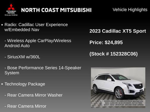 Crystal White Tricoat 2023 Cadillac XT5 Sport