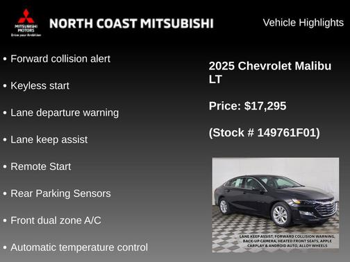 Mosaic Black Metallic 2025 Chevrolet Malibu FWD 1LT