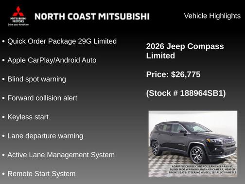 Diamond Black Crystal Pearlcoat 2026 Jeep Compass Limited