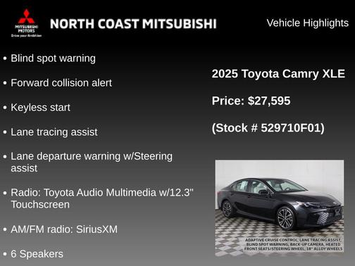 Midnight Black Metallic 2025 Toyota Camry XLE