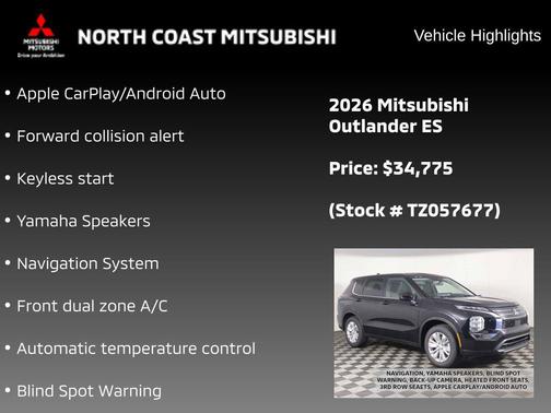Labrador Black Pearl 2026 Mitsubishi Outlander ES S-AWC