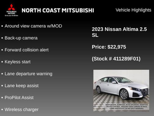 Brilliant Silver Metallic 2023 Nissan Altima 2.5 SL