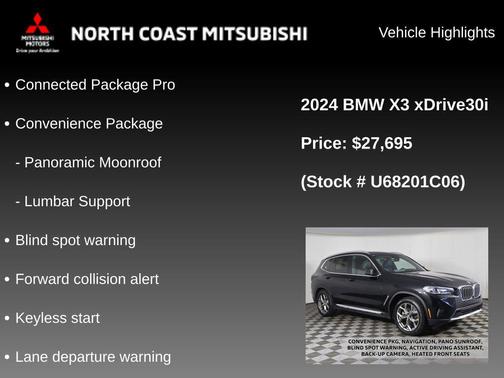Black 2024 BMW X3 xDrive30i