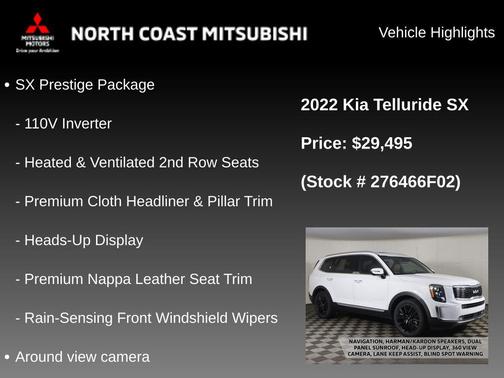Glacial White Pearl 2022 Kia Telluride SX