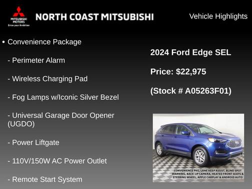 Atlas Blue Metallic 2024 Ford Edge SEL