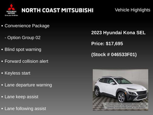 Lunar White 2023 Hyundai KONA SEL