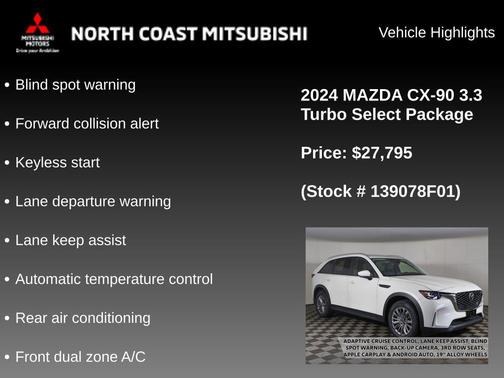 Rhodium White Premium 2024 Mazda CX-90 3.3 Turbo Select