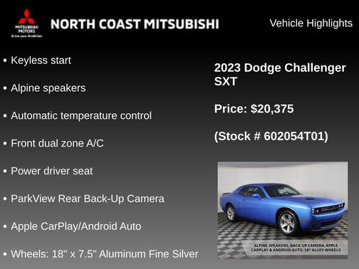 B5 Blue Pearlcoat 2023 Dodge Challenger SXT