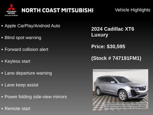 Argent Silver Metallic 2024 Cadillac XT6 Luxury FWD