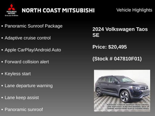 Deep Black Pearl 2024 Volkswagen Taos 1.5T SE