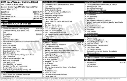 Granite Crystal Metallic Clearcoat 2021 Jeep Wrangler Unlimited Sport