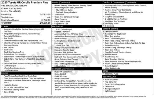 Ice Cap 2025 Toyota GR Corolla Premium