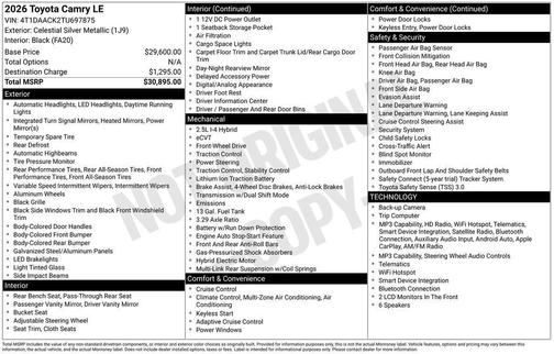 Celestial Silver Metallic 2026 Toyota Camry LE
