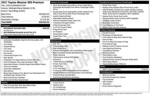 Midnight Black Metallic 2021 Toyota 4Runner SR5 Premium