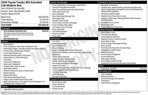 Silver Sky Metallic 2020 Toyota Tundra SR5