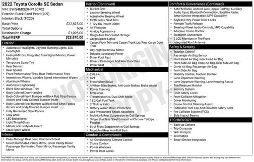 Black Sand Pearl 2022 Toyota Corolla SE