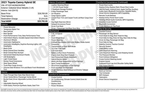 Celestial Silver Metallic 2021 Toyota Camry SE