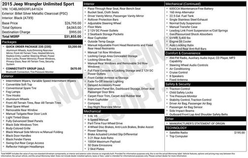 2015 Jeep Wrangler Unlimited Sport