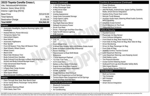 Sonic Silver 2023 Toyota Corolla Cross L