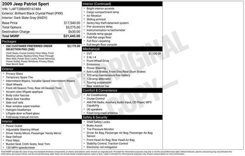 Brilliant Black Crystal Pearlcoat 2009 Jeep Patriot Sport