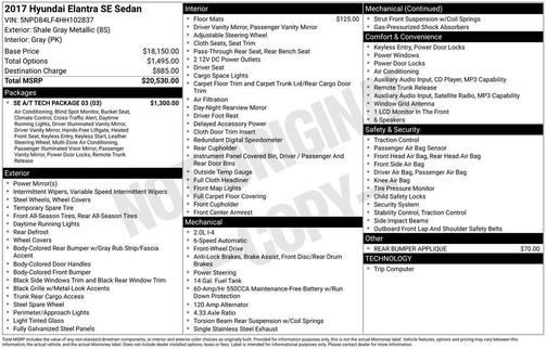 Shale Gray Metallic 2017 Hyundai ELANTRA SE