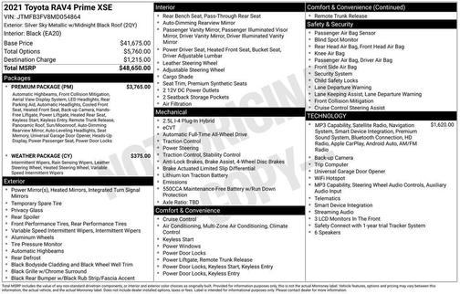 Silver Sky Metallic w/Midnight Black Roof 2021 Toyota RAV4 Prime XSE