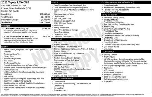Silver Sky Metallic 2022 Toyota RAV4 XLE
