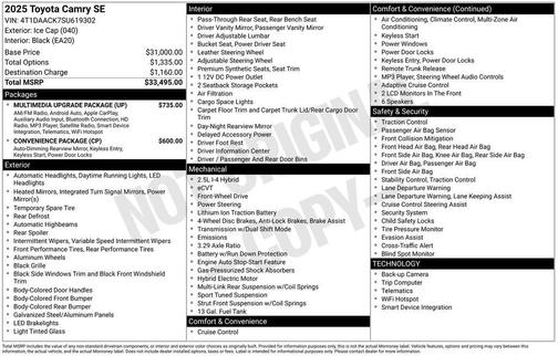 2025 Toyota Camry SE